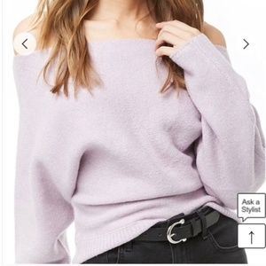 Off The Shoulder Knit Sweater in Lavender
